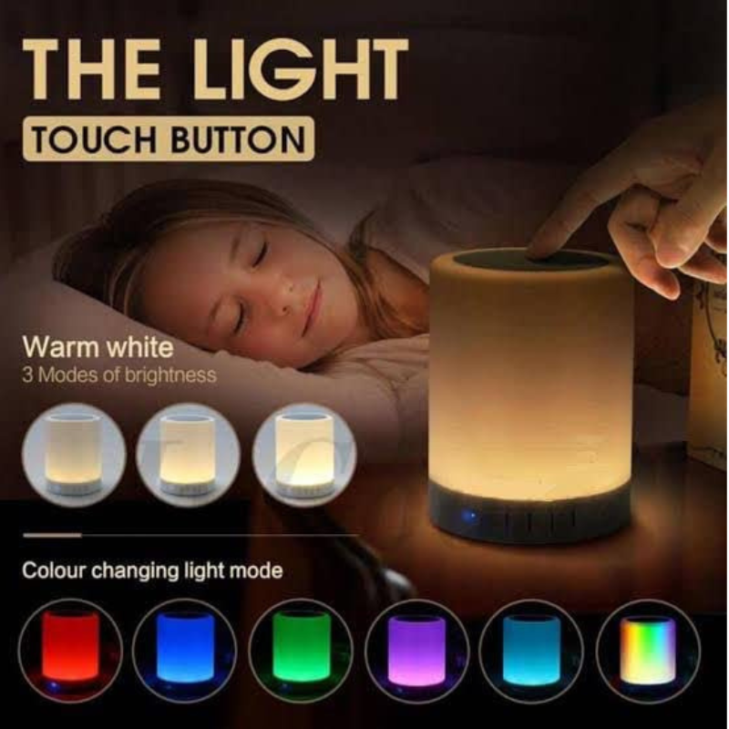 A person displays a vibrant smart touch night lamp with Bluetooth capabilities, offering a colorful lighting experience.